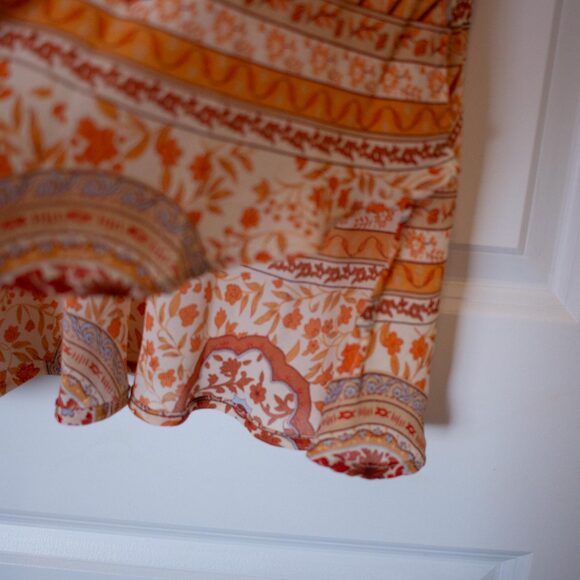 Boho Patchwork Print Midi Skirt Rust Orange Festival Tube Skirt | Soft Autumn - Picture 6 of 7